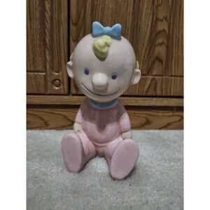 Baby Sally 7" Ceramic Figure Hand Painted B Sykes 1970 Peanuts Charlie Brown